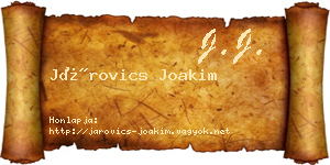 Járovics Joakim névjegykártya